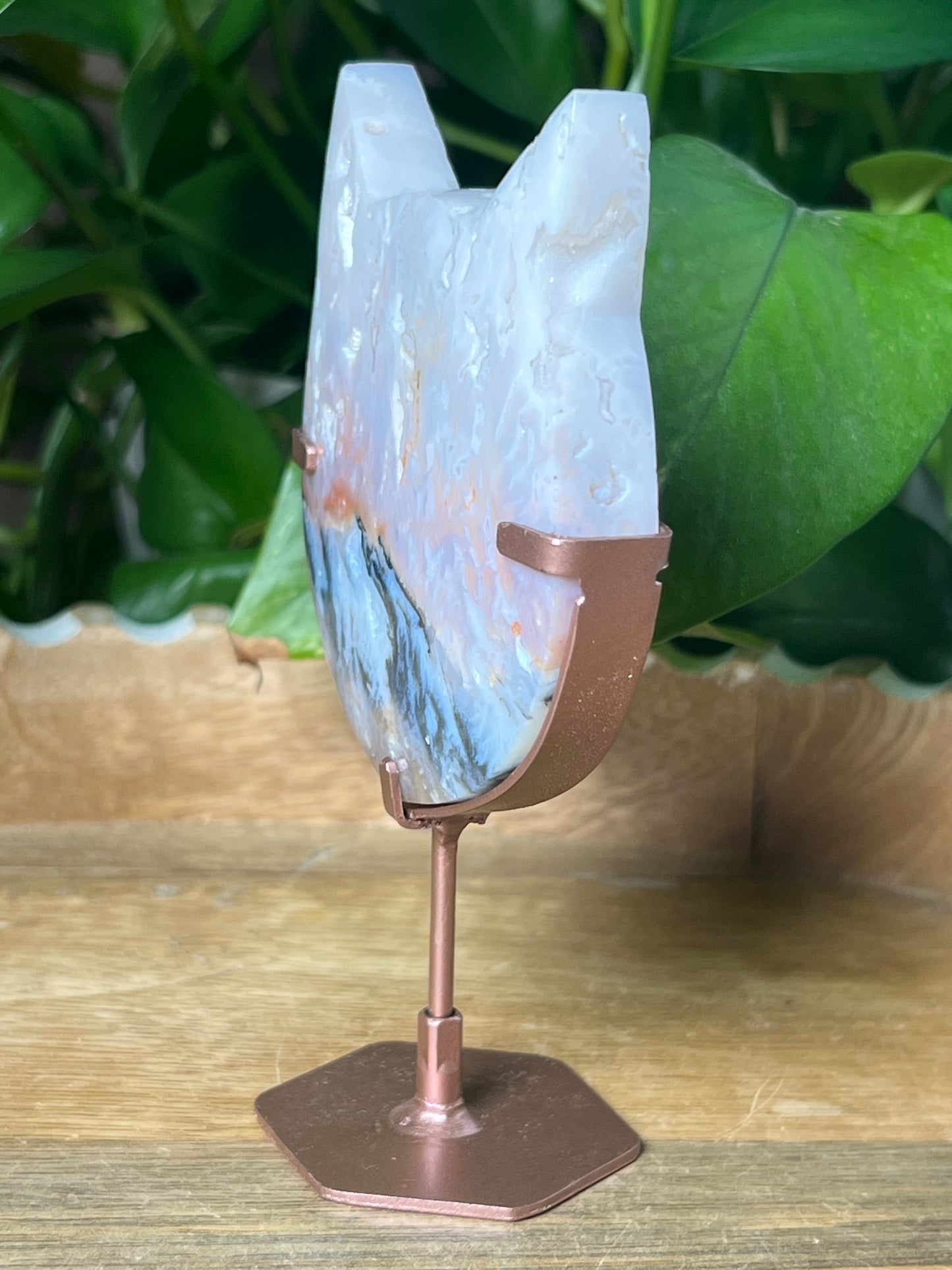 Rainbow Plume Agate Cat Head