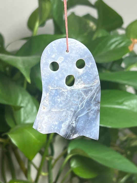 Blue Plume Agate Ornament Ghost: BC