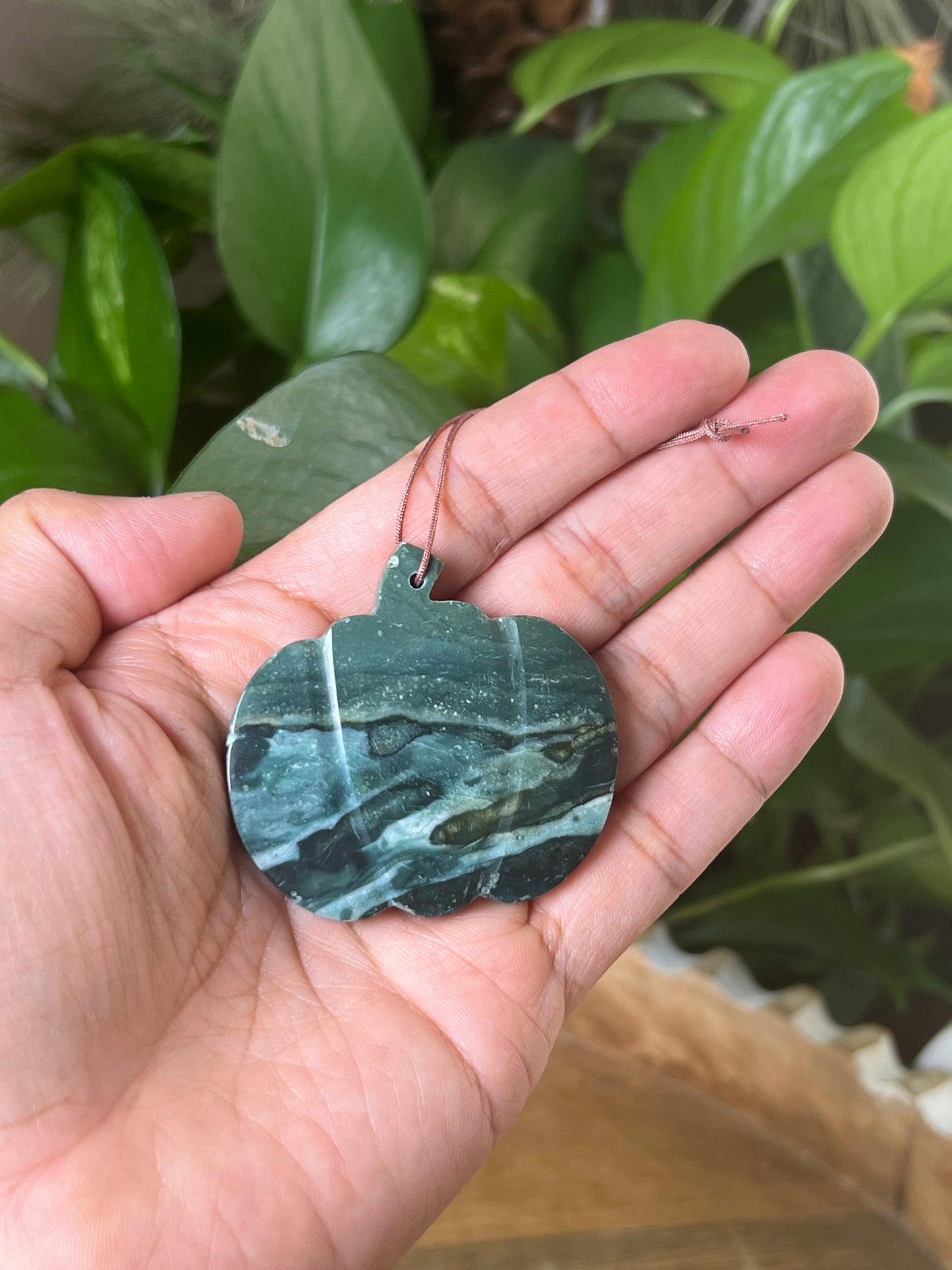 Blue Green Jasper Pumpkin Ornament