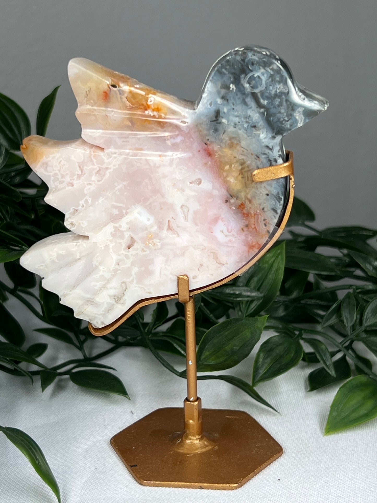 Rainbow Plume Agate Bird