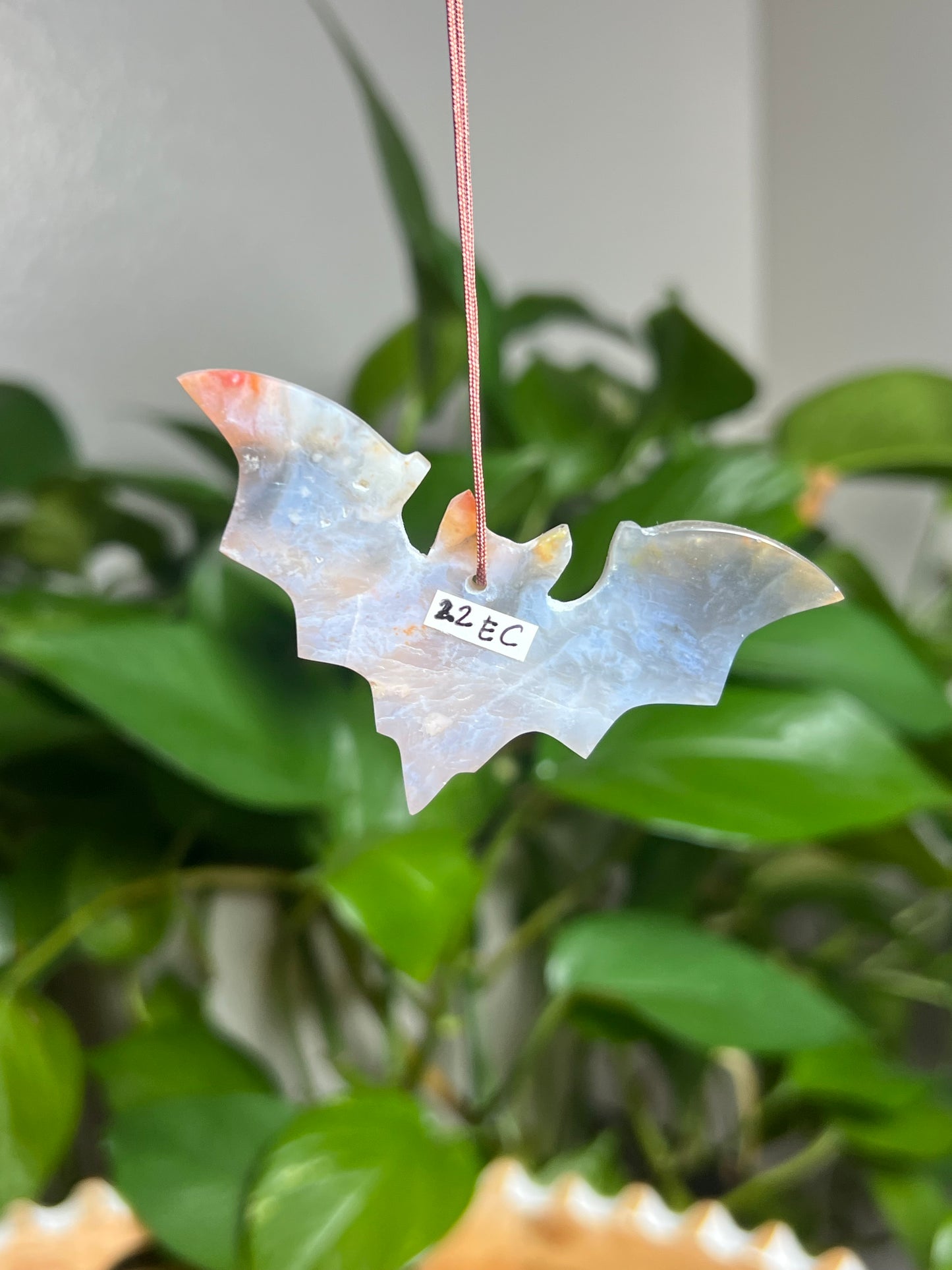 Rainbow Plume Agate Ornament Bat: EC