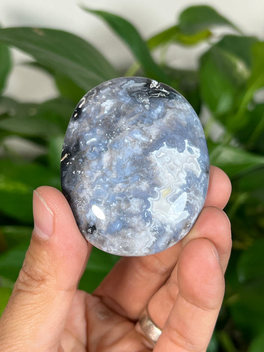 Blue Plume Agate Palmstones