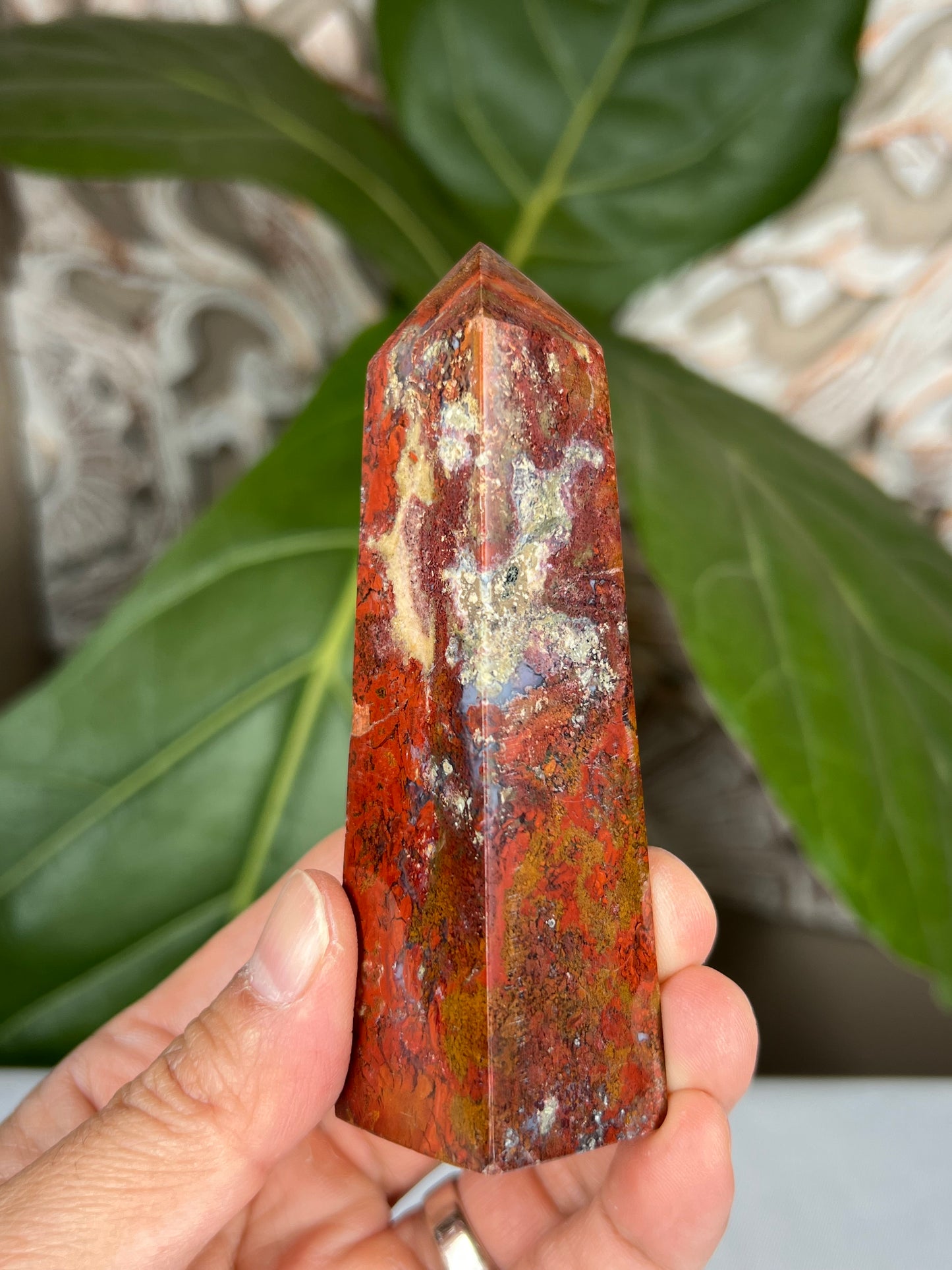 Red Moss Agate Tower