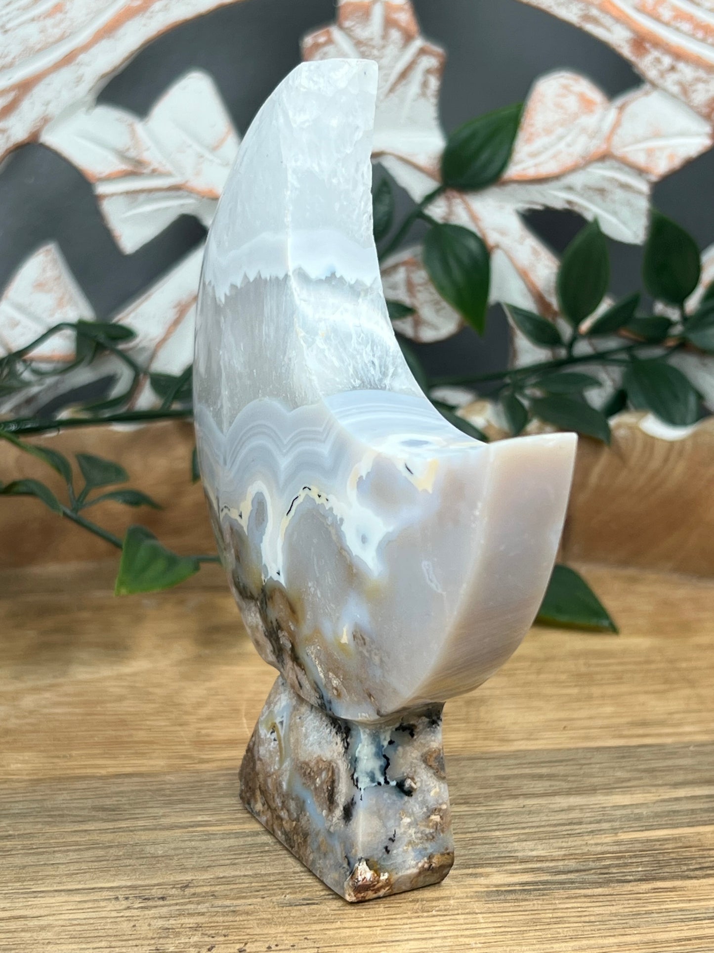 Blue Grey Lace Agate Moon