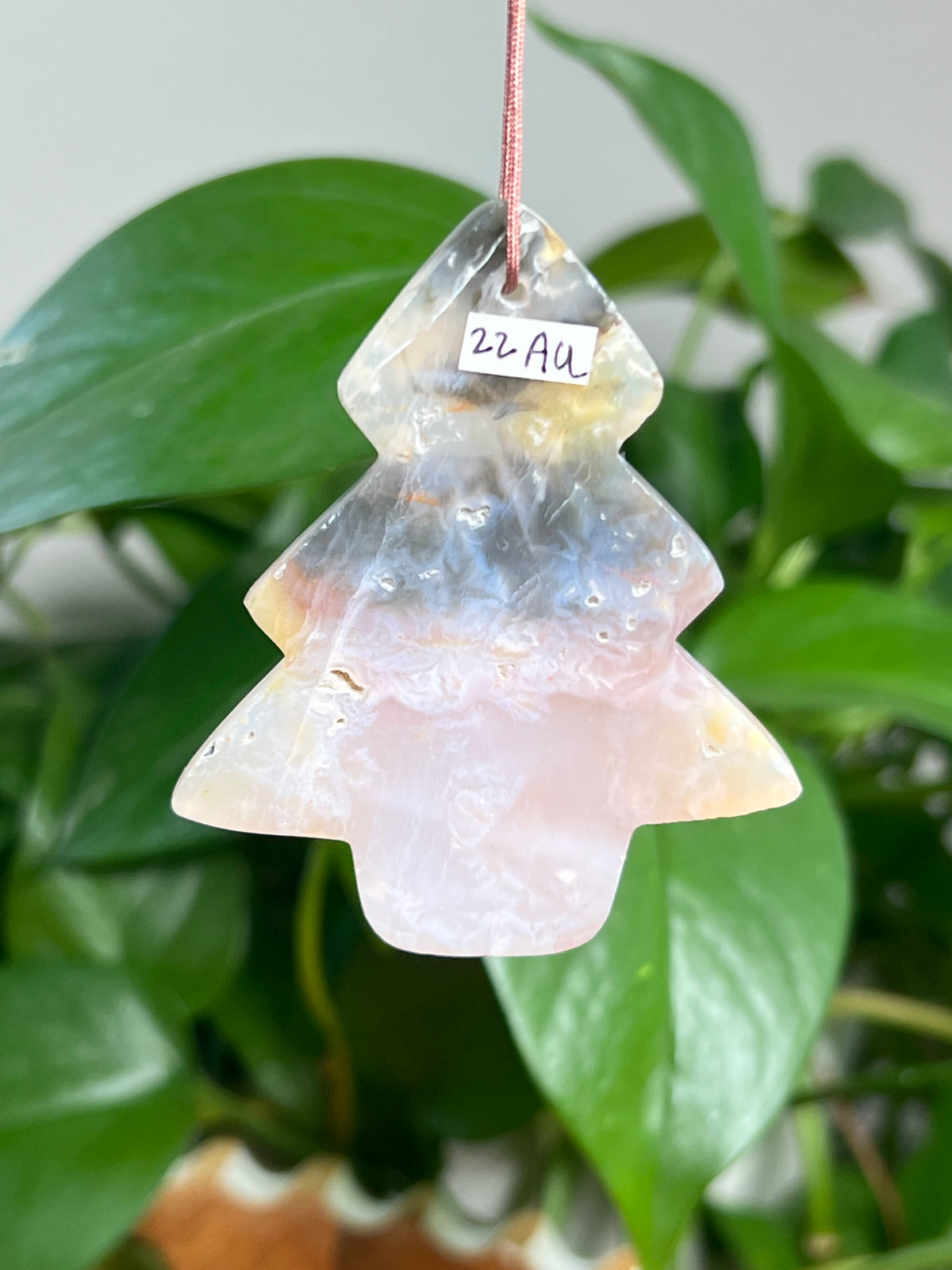 Rainbow Plume Agate Ornament Tree:  AU