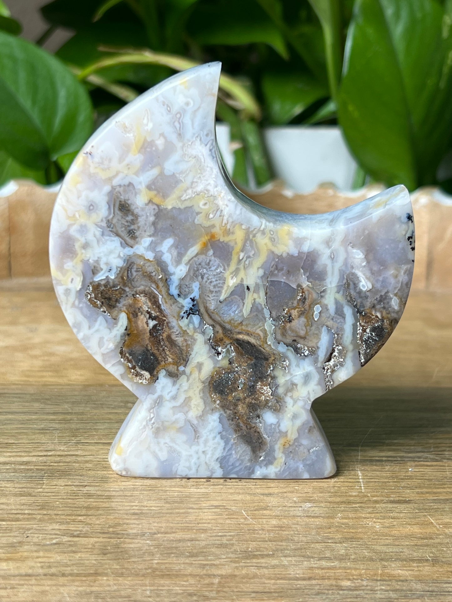 Blue Grey Lace Agate Moon