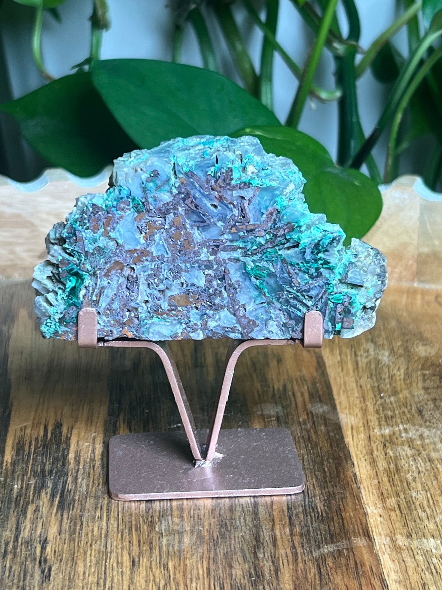 Copper In Malachite Chrysocolla and Chalcedony Slab: K