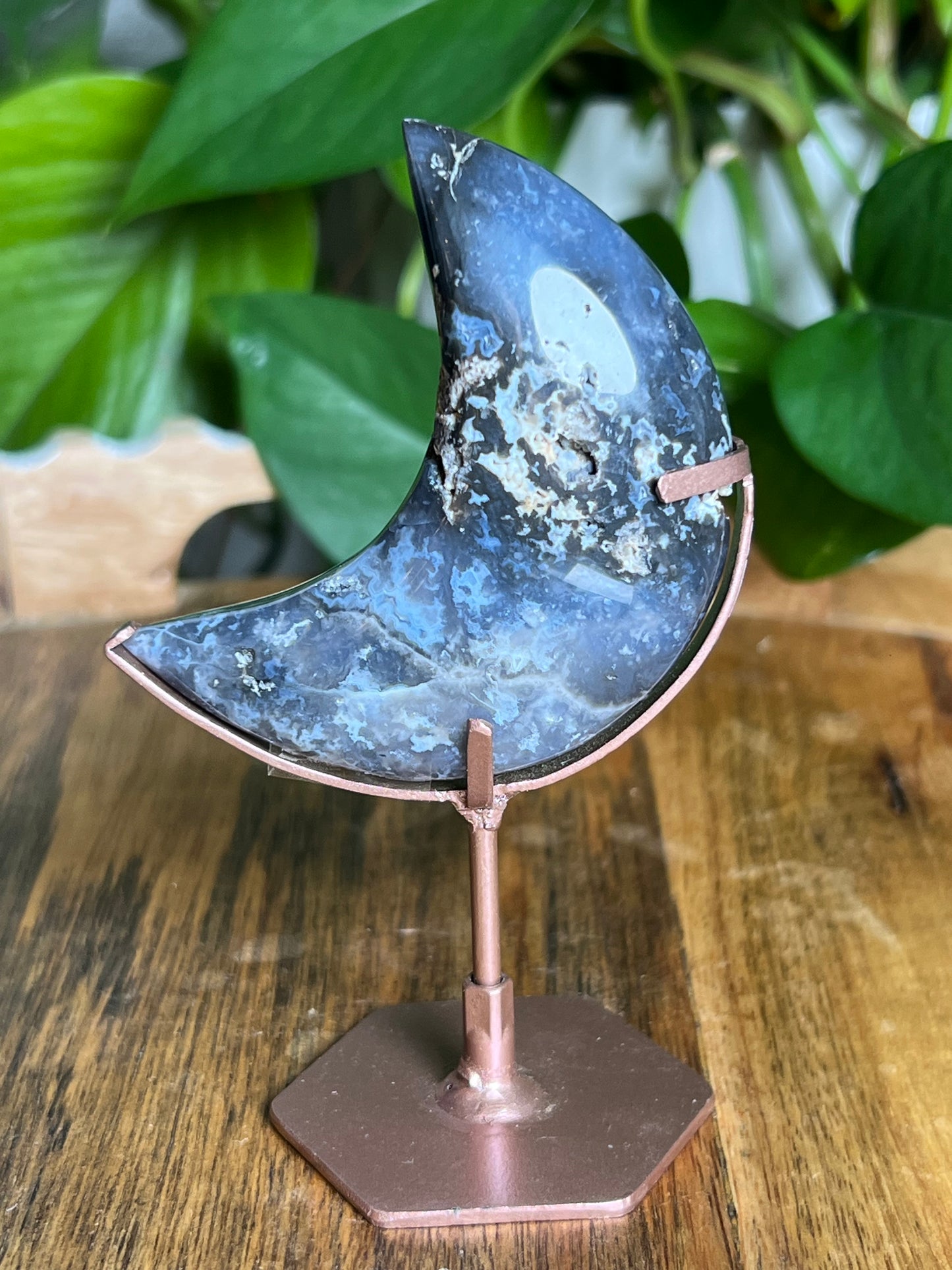 Blue Plume Agate Moon VA