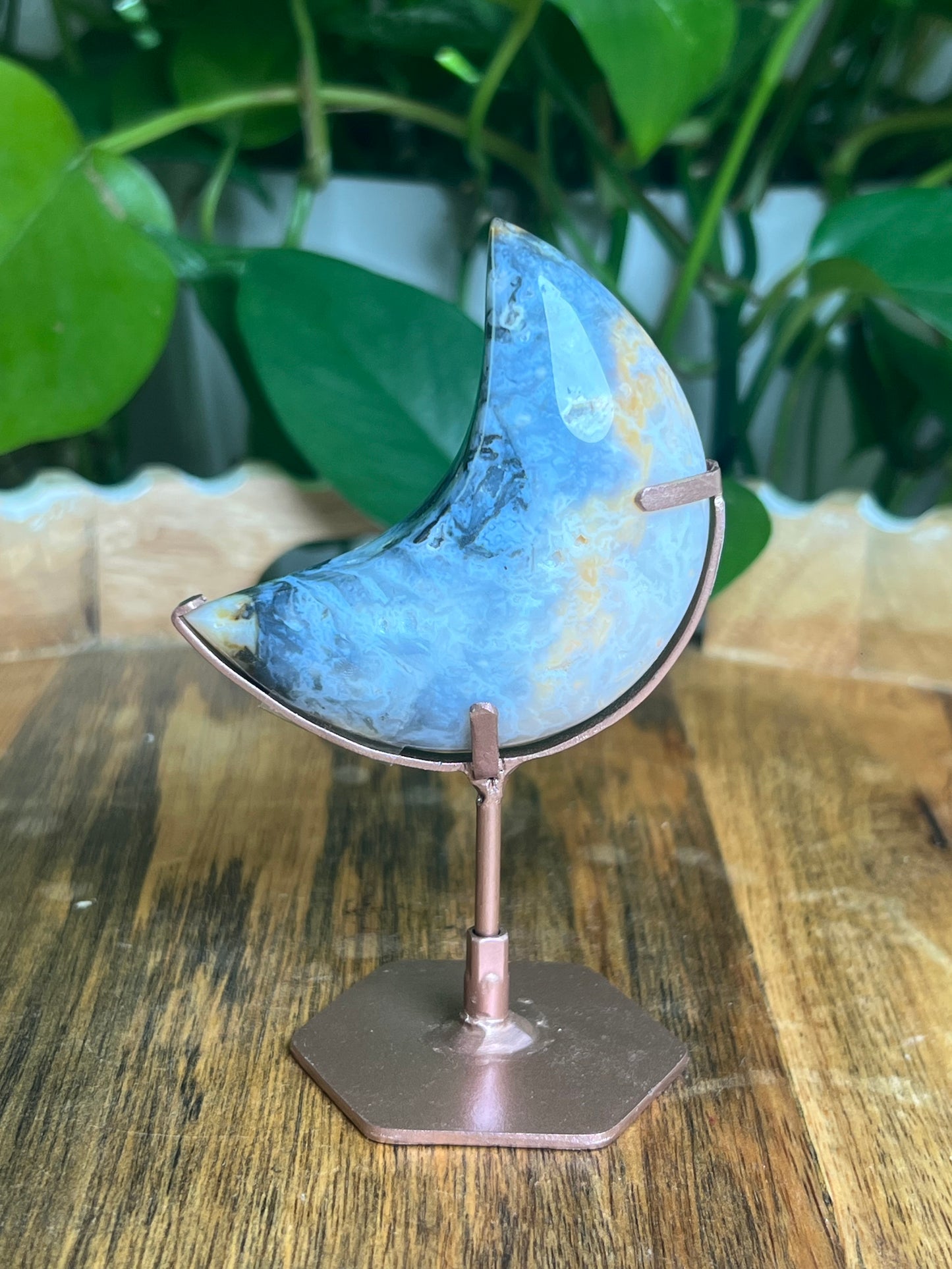 Rainbow Plume Agate Moon: KB