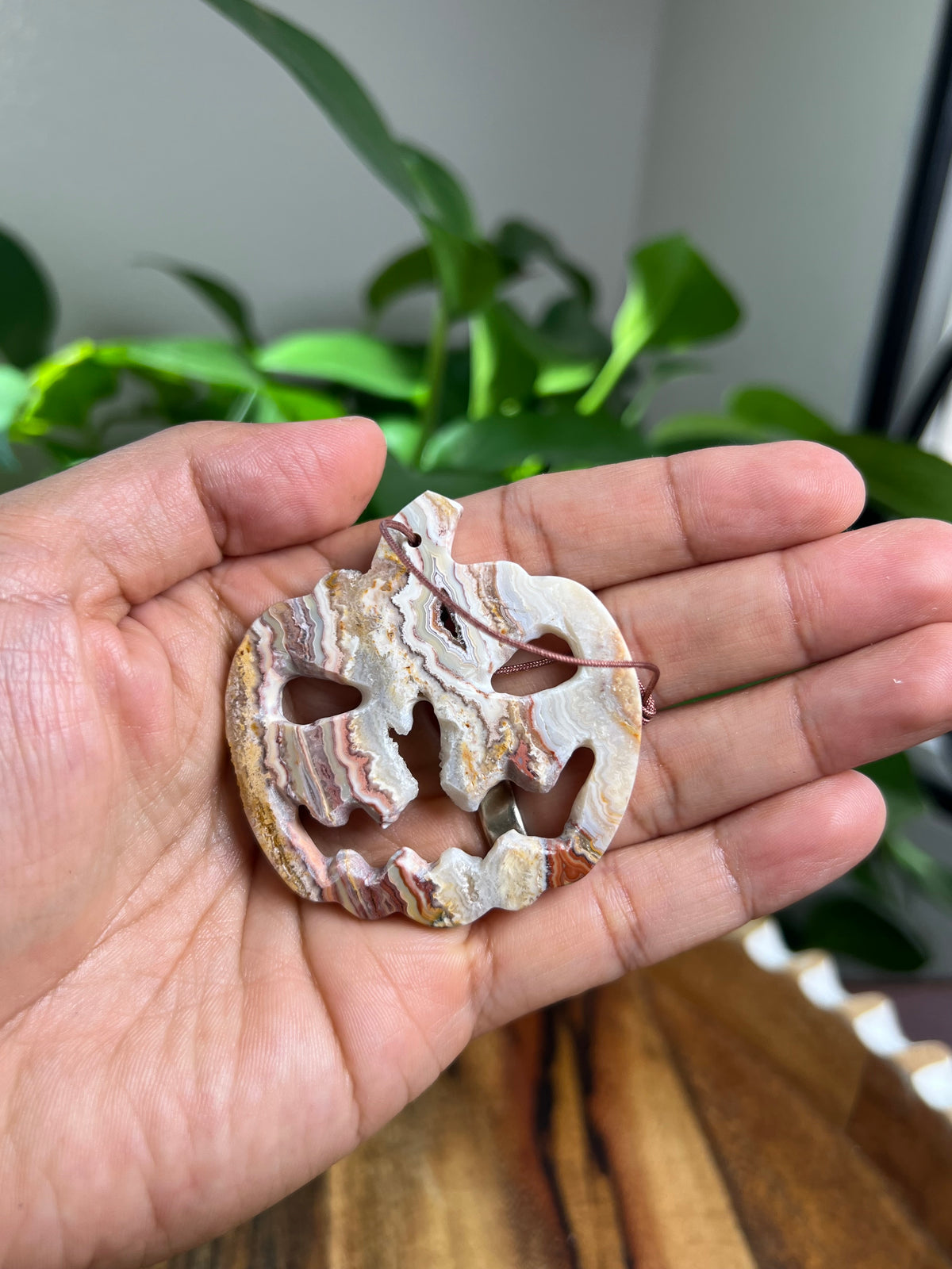 Crazy Lace Agate Ornament Pumpkin:  Pi