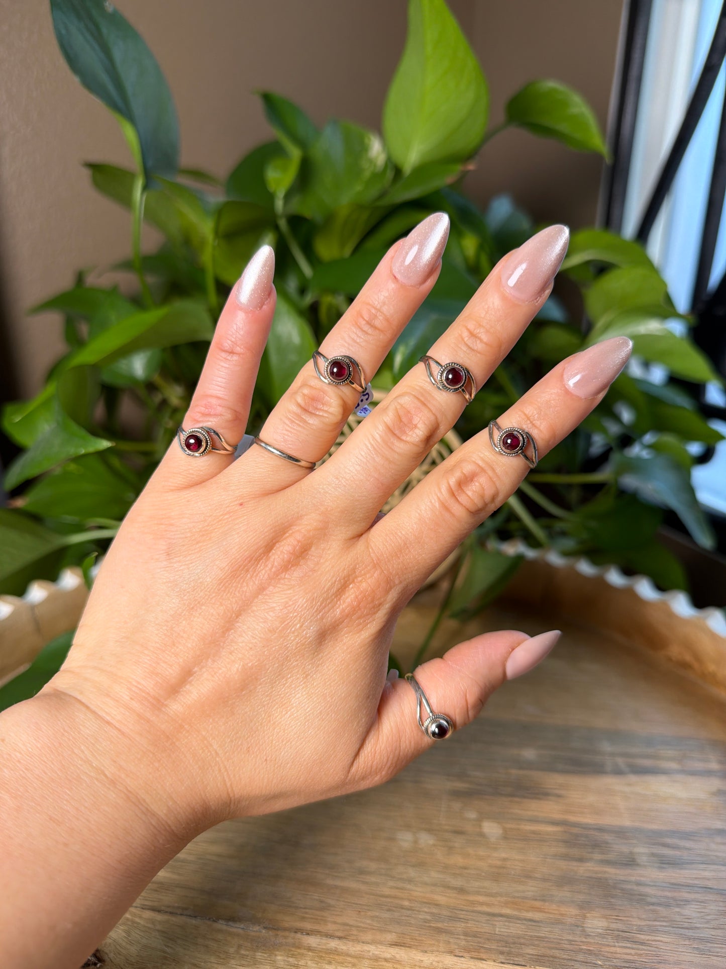 Garnet Circle Ring