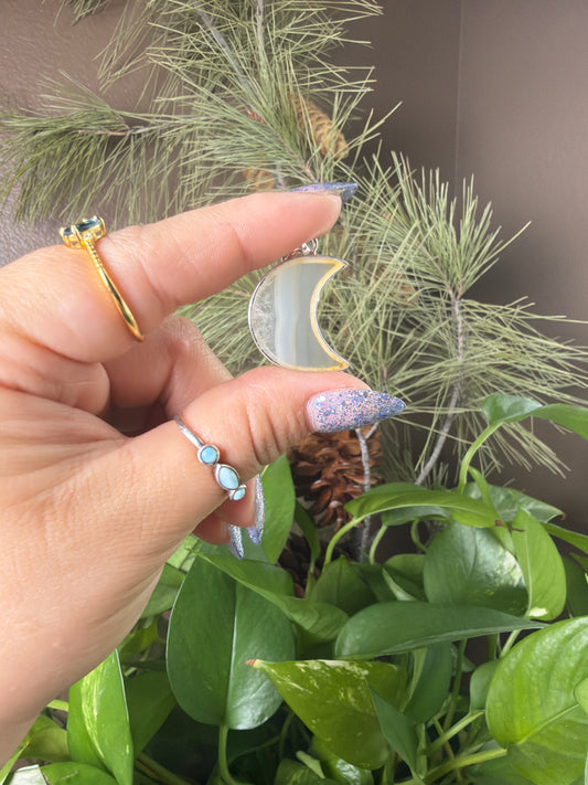 Iris Agate Moon Necklace