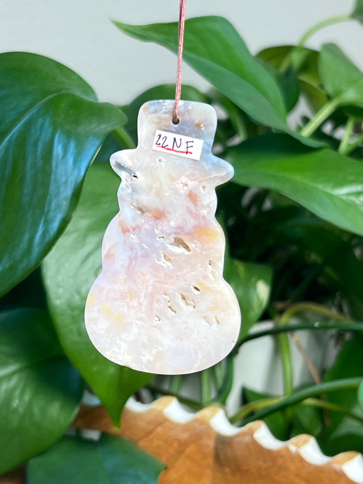 Rainbow Plume Agate Snowman Ornaments