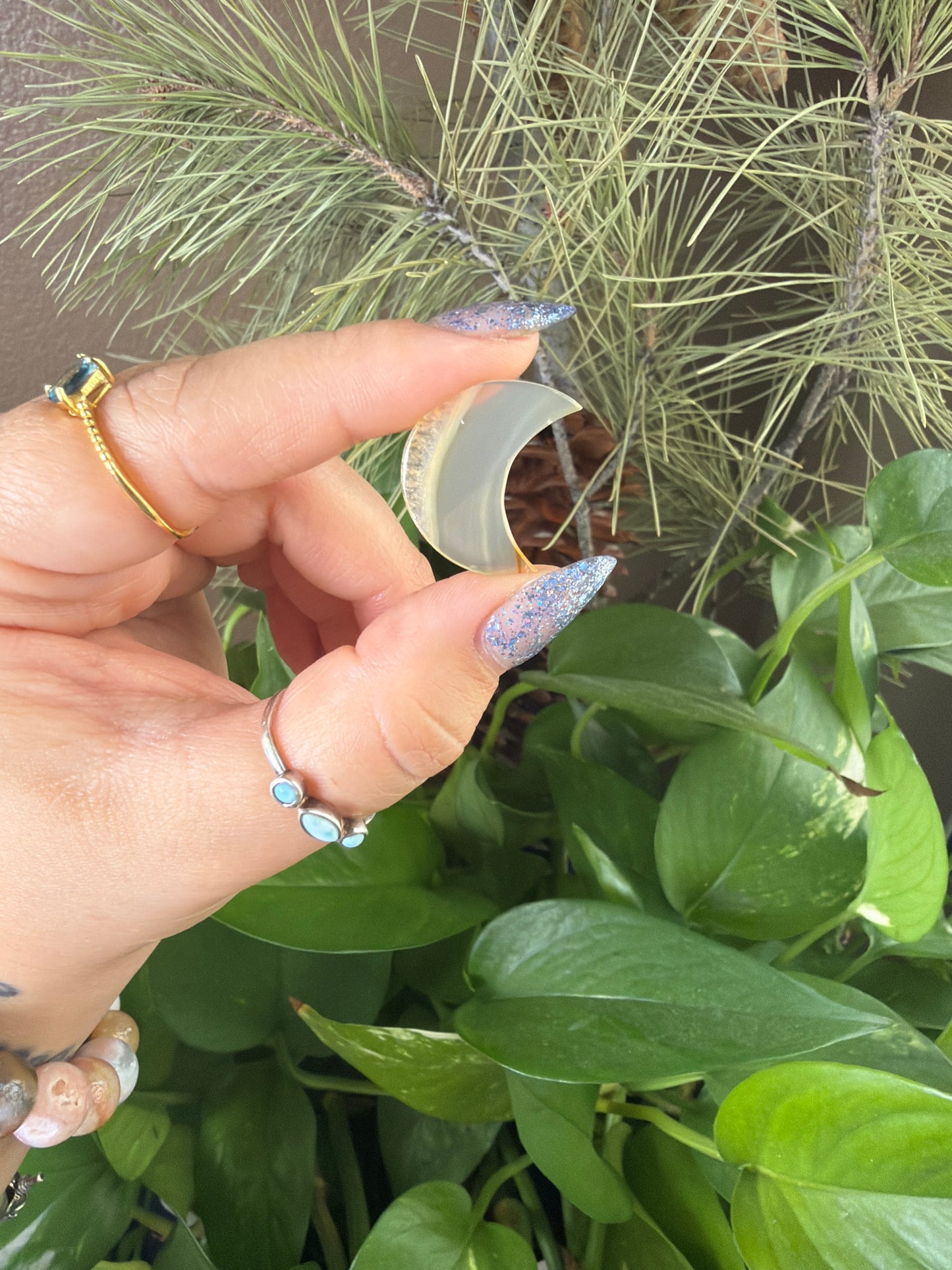 Iris Agate Moon Cabachon