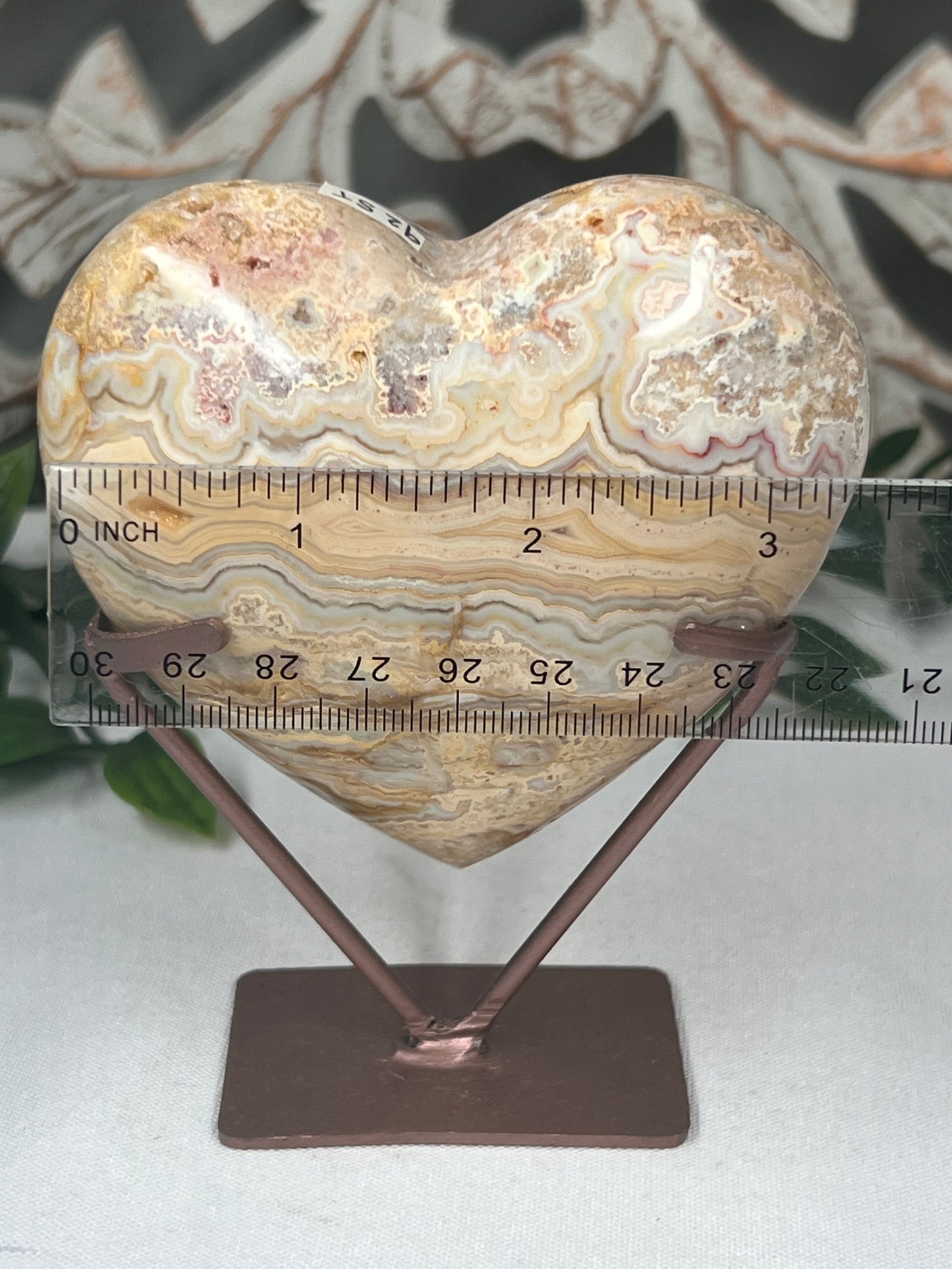 Yellow Crazy Lace Agate Heart