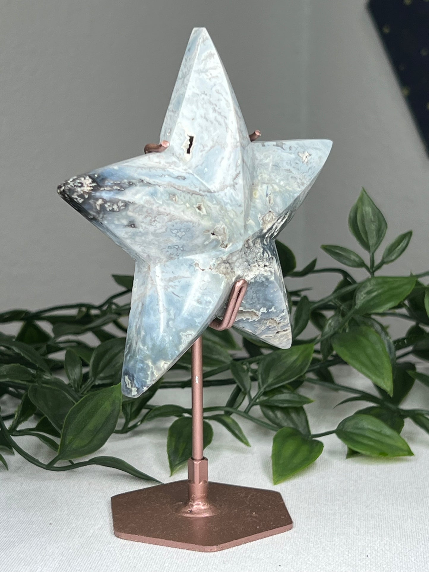 Blue Plume Agate Star