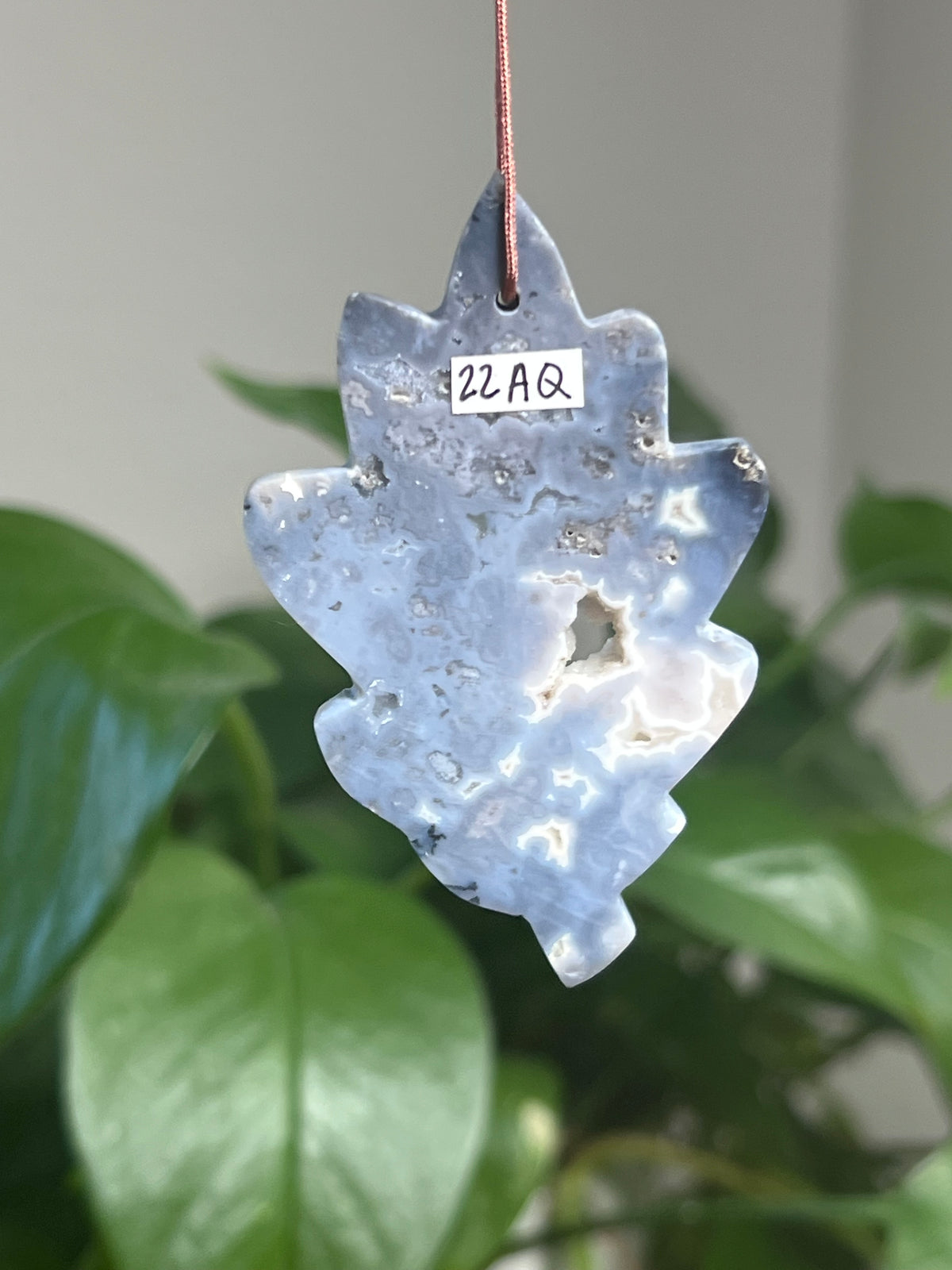 Blue Plume Agate Leaf Ornaments