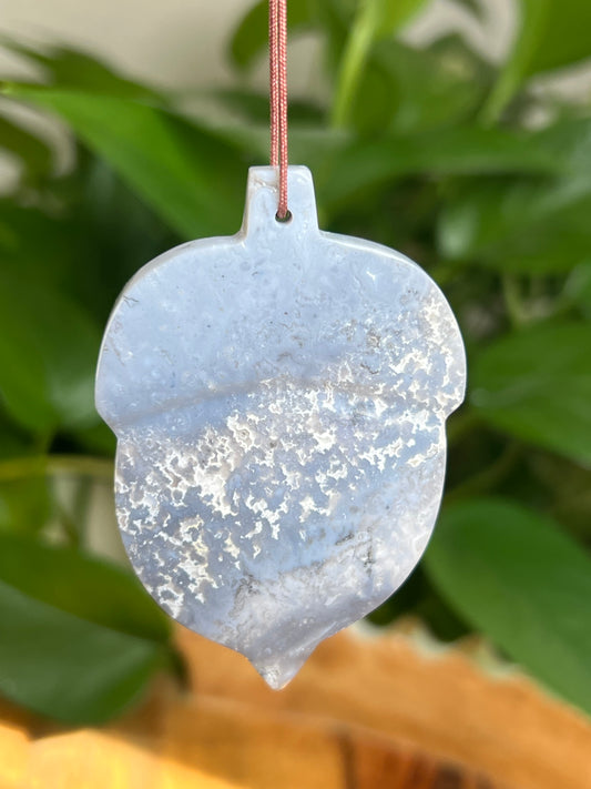 Blue Plume Agate Ornament Acorn: CO