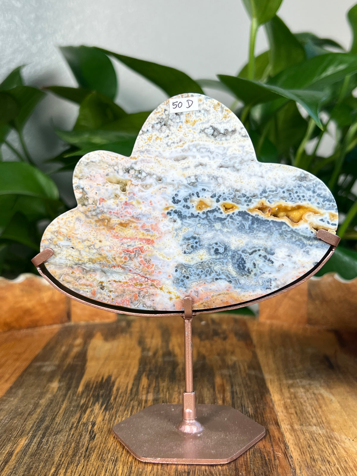 Sea Jasper On Metal stand Clouds