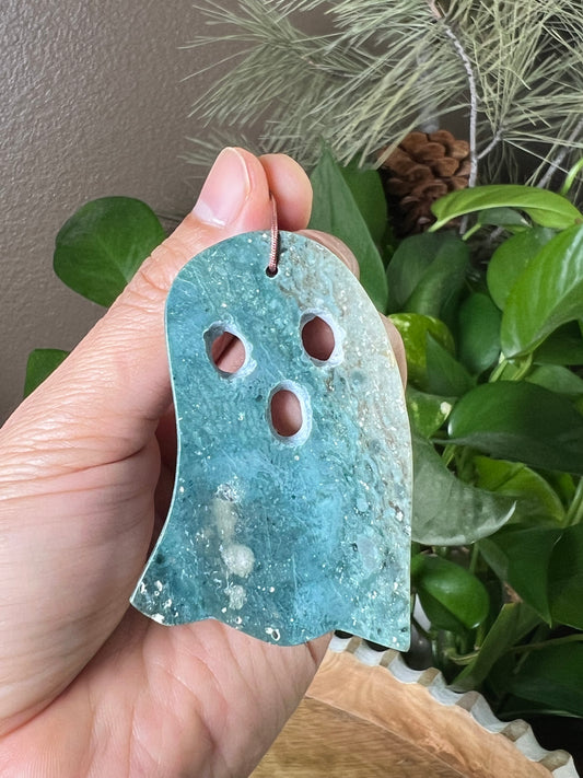 Blue Green Jasper Ghost Ornament