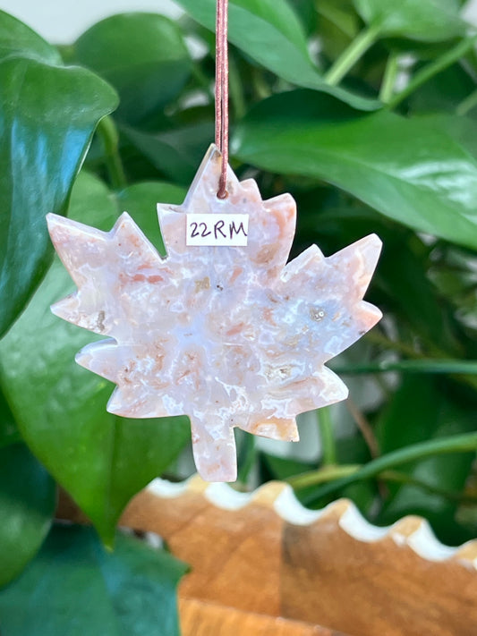 Sumatra Plume Agate Leaf Ornaments