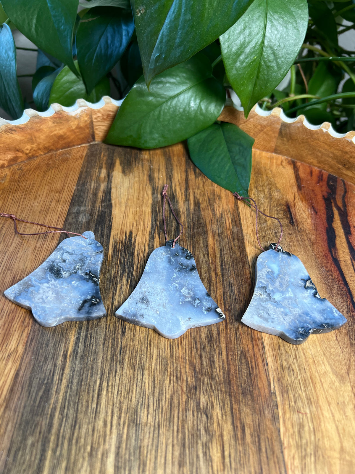 Blue Plume Agate Bell Ornaments