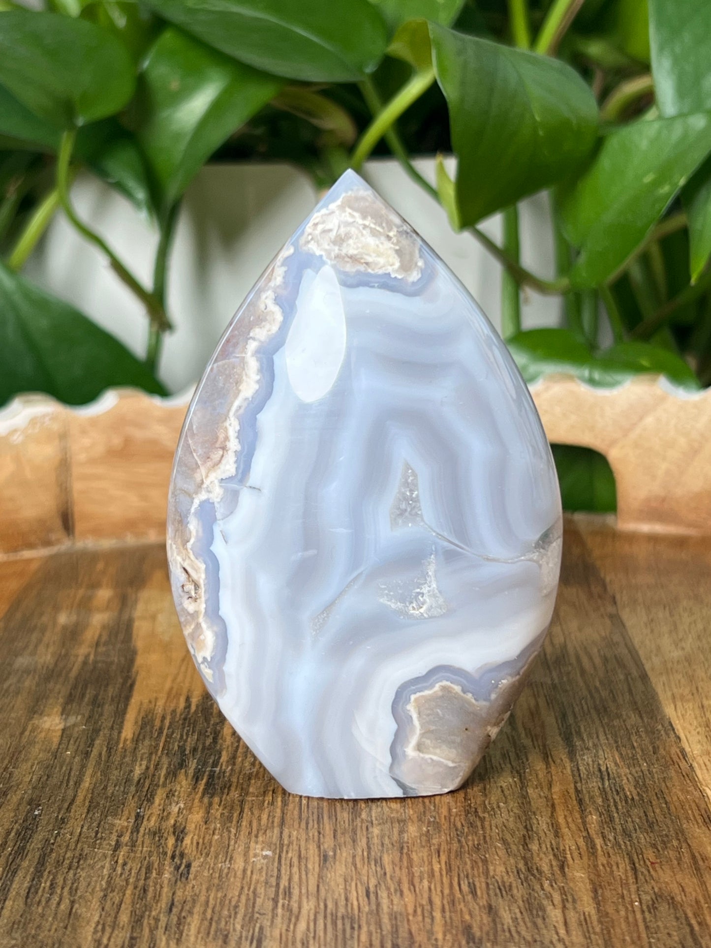 Blue Grey Lace Agate Flame