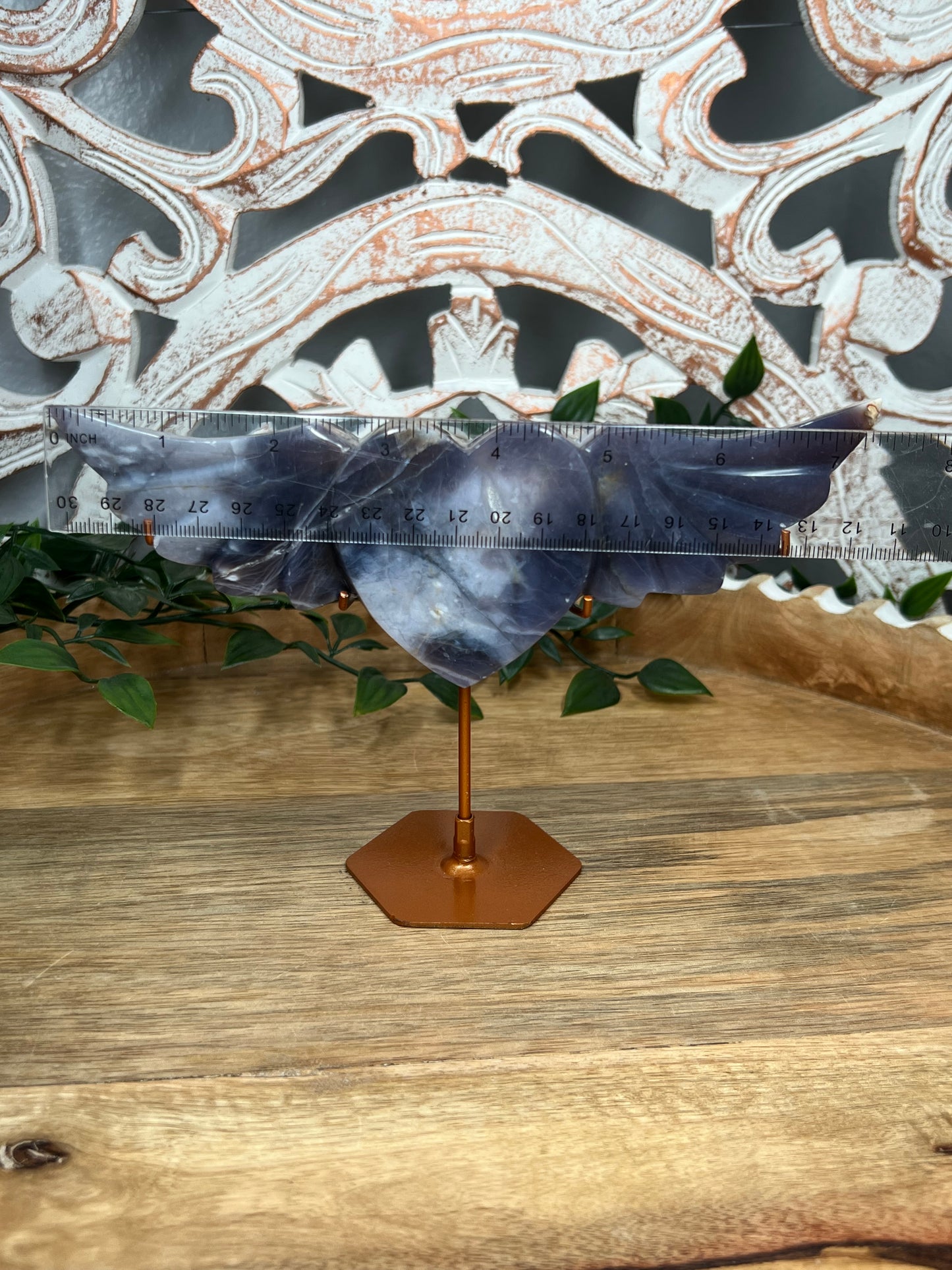 Purple Chalcedony Heart Wings