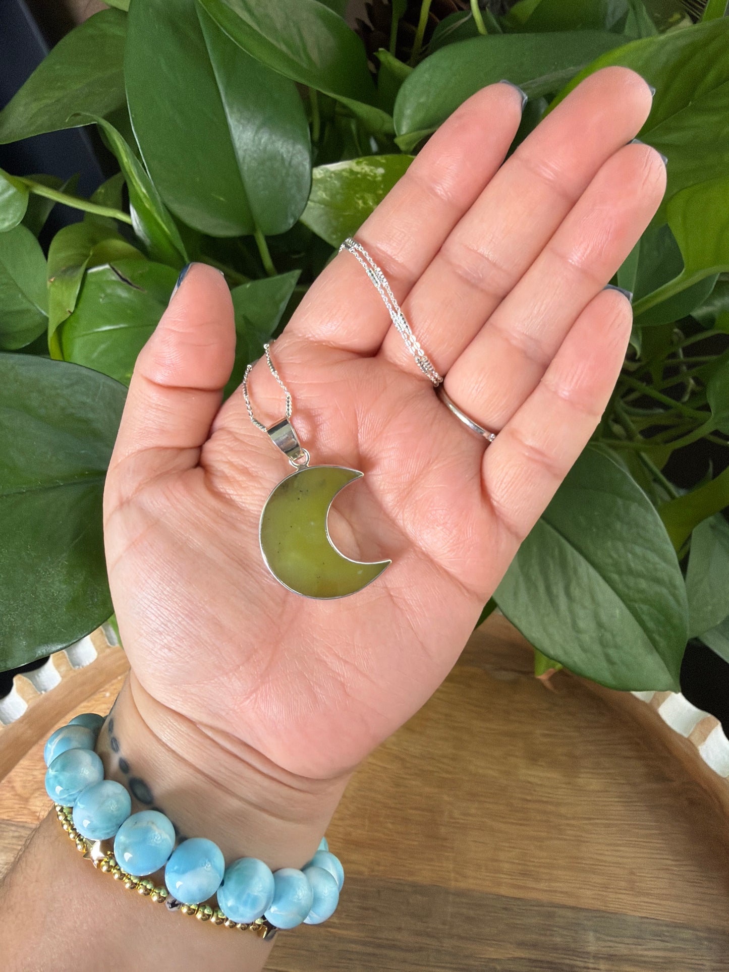 Idocrase Moon Pendant