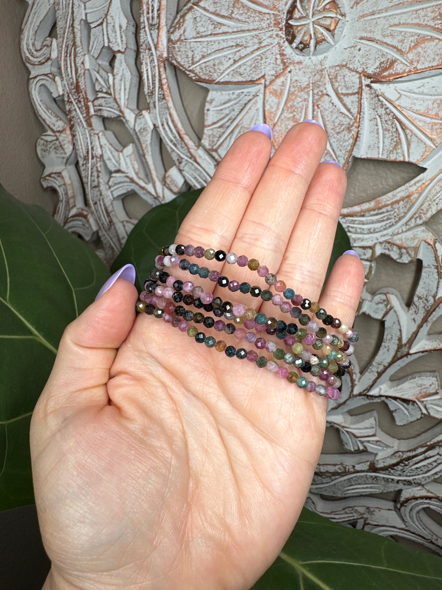 Faceted Watermelon Tourmaline Beaded Bracelet