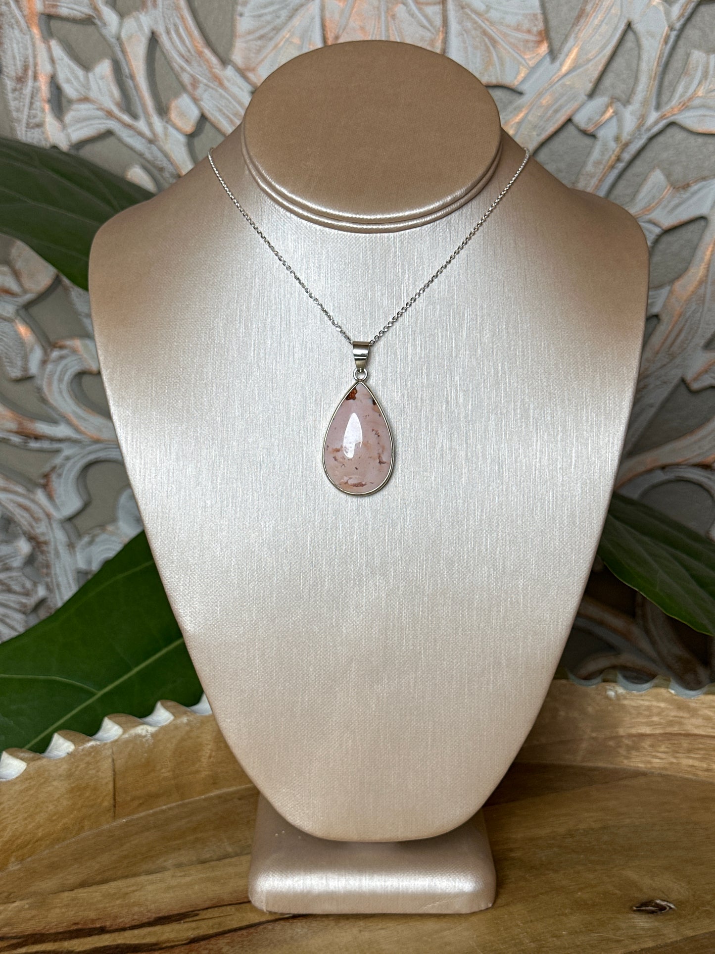 Pink Carnelian Water Drop Pendant
