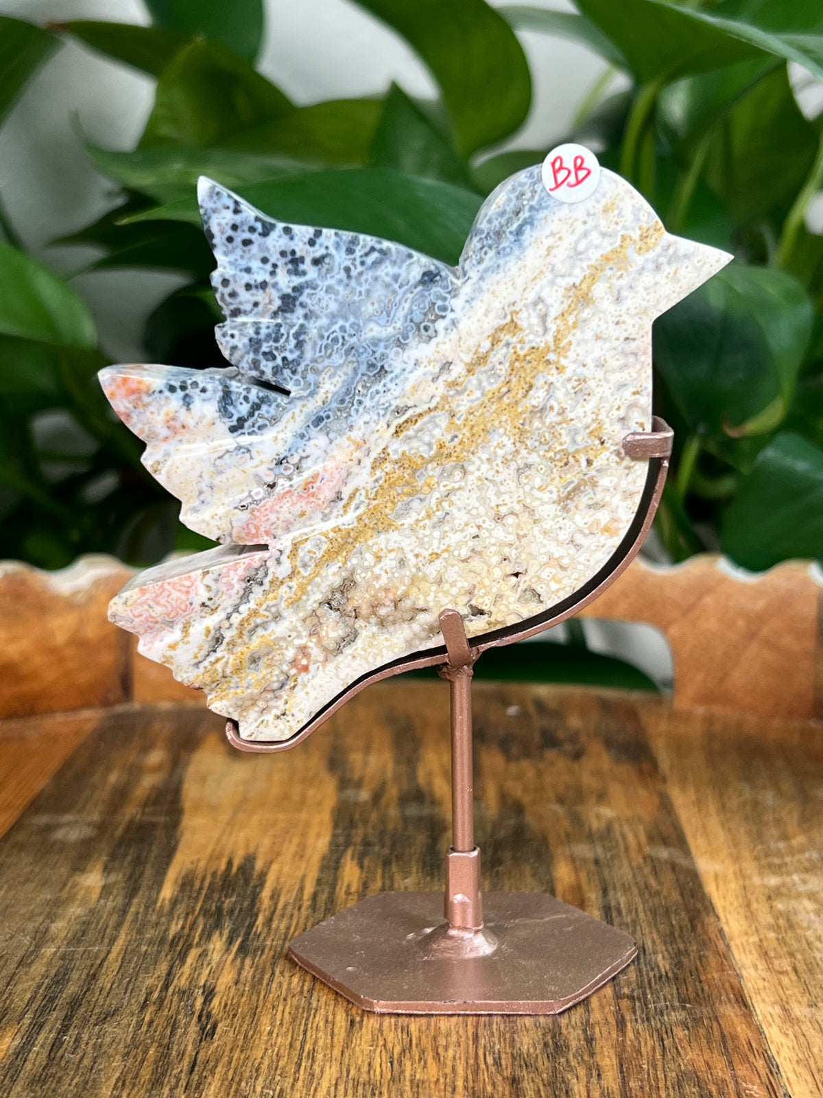Sea Jasper On Metal Stand Birds