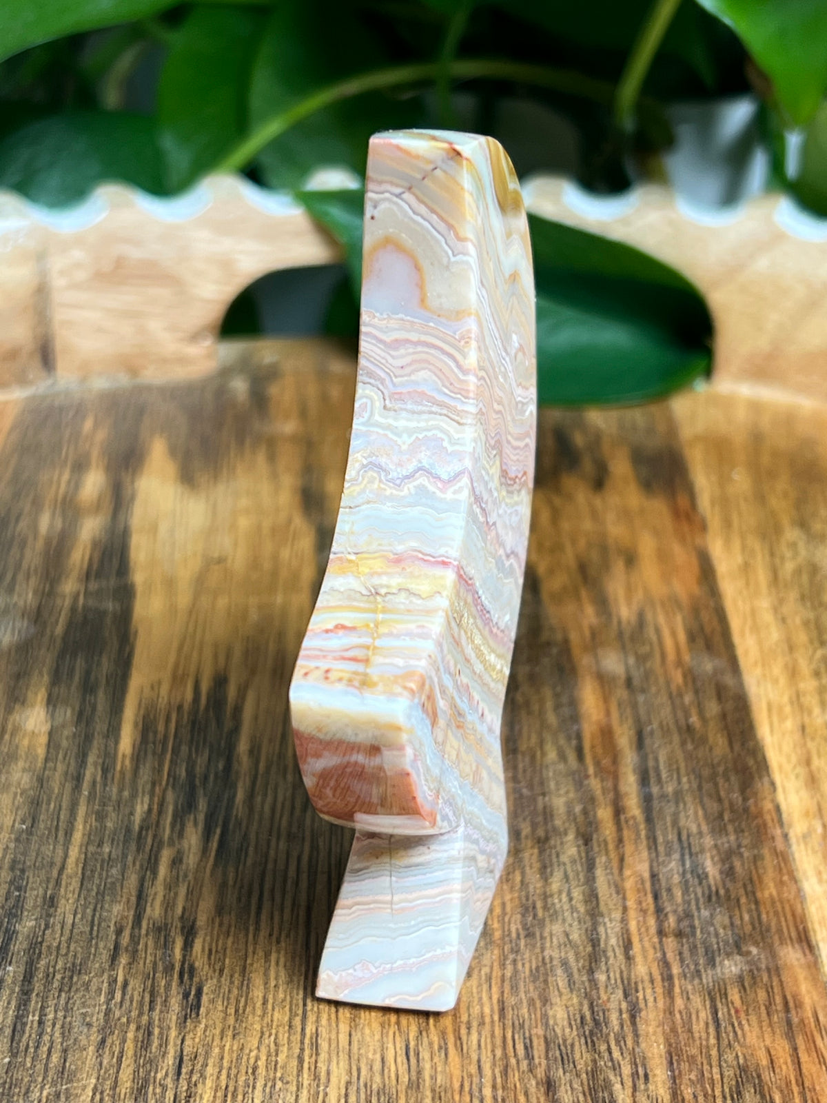 Crazy Lace Agate Self Standing Moon: PF