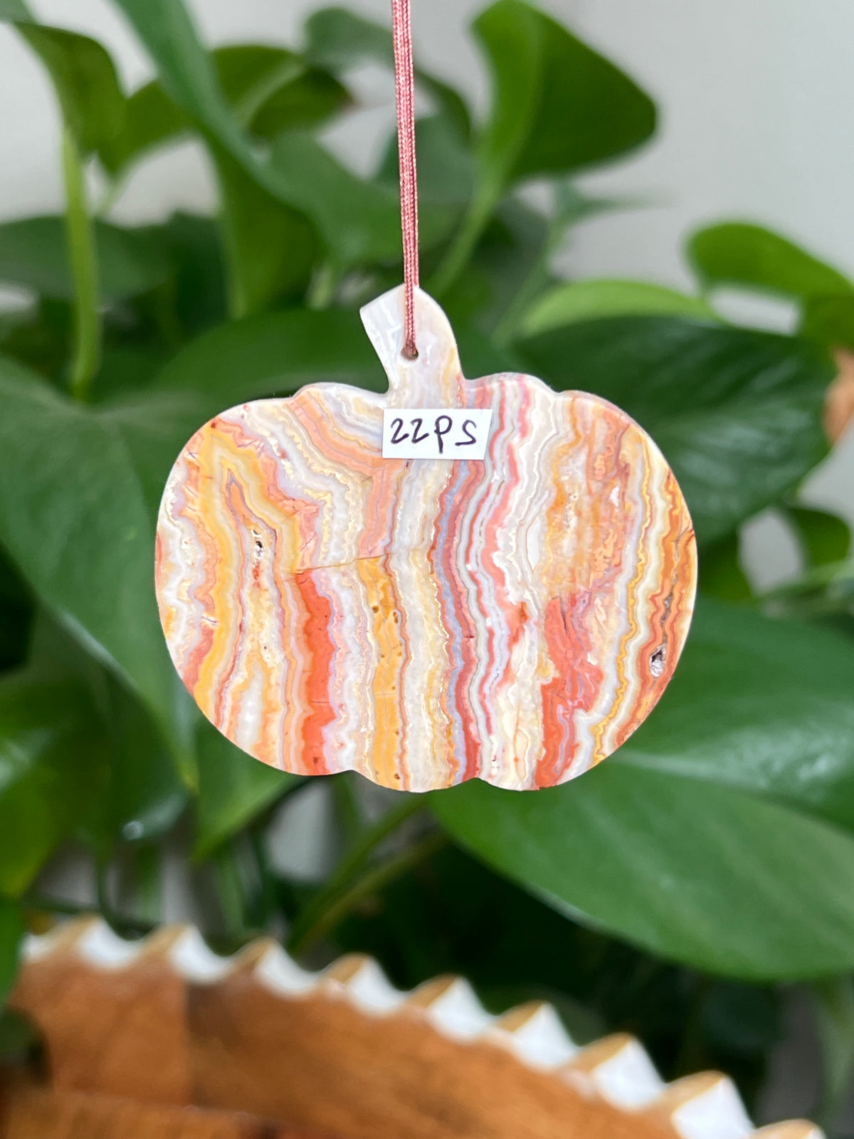 Crazy Lace Agate Ornament Pumpkin: PS