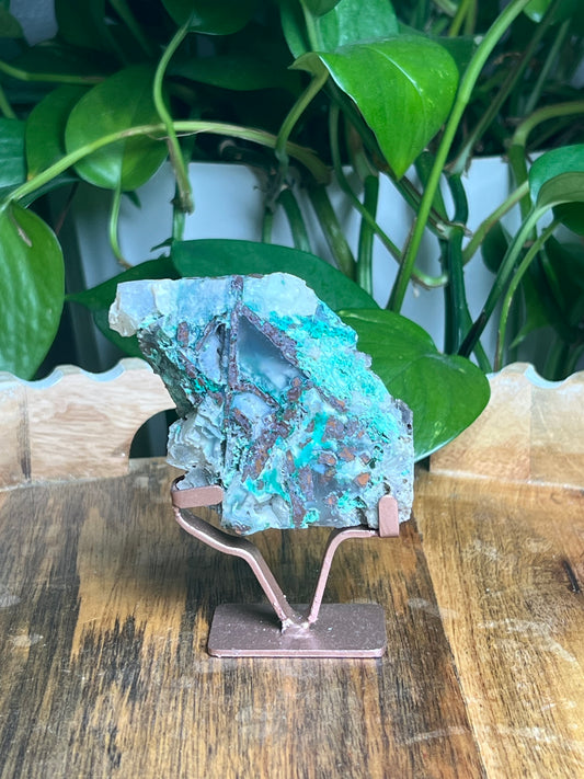 Copper In Malachite Chrysocolla and Chalcedony Slab: Ni
