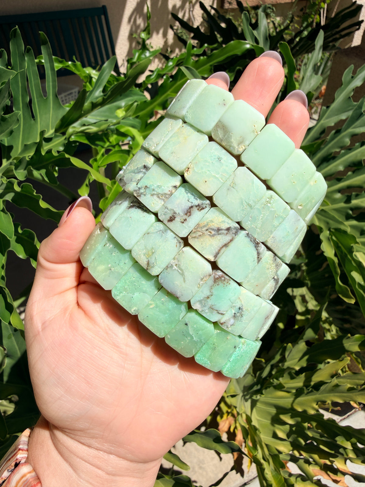 Chrysoprase Rectangle Beaded Bracelet (17mm)