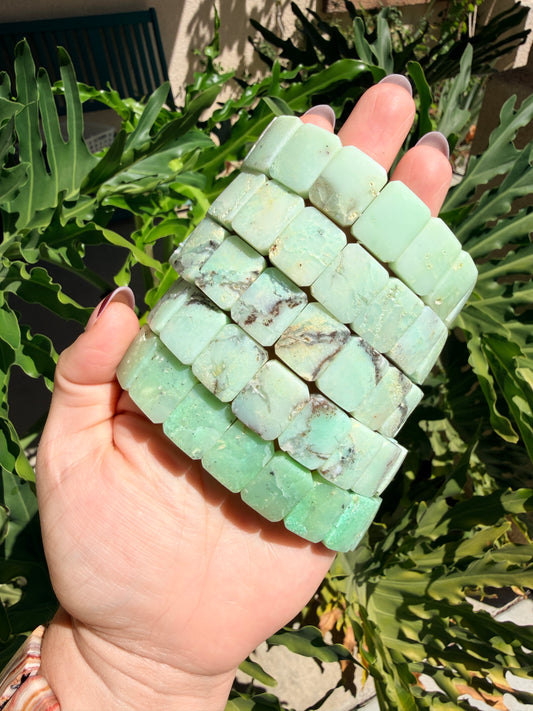 Chrysoprase Rectangle Beaded Bracelet (17mm)