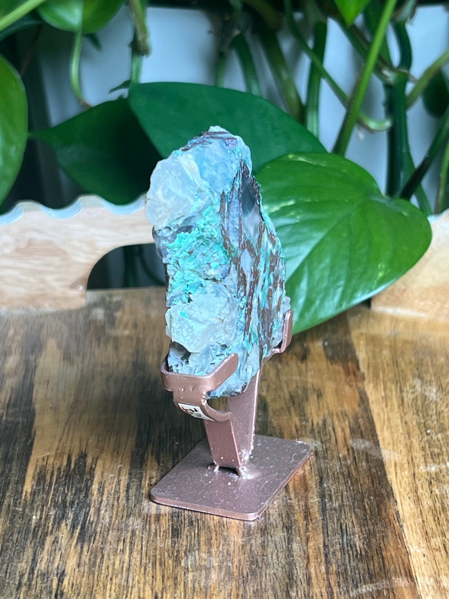 Copper In Malachite Chrysocolla and Chalcedony Slab: Ni