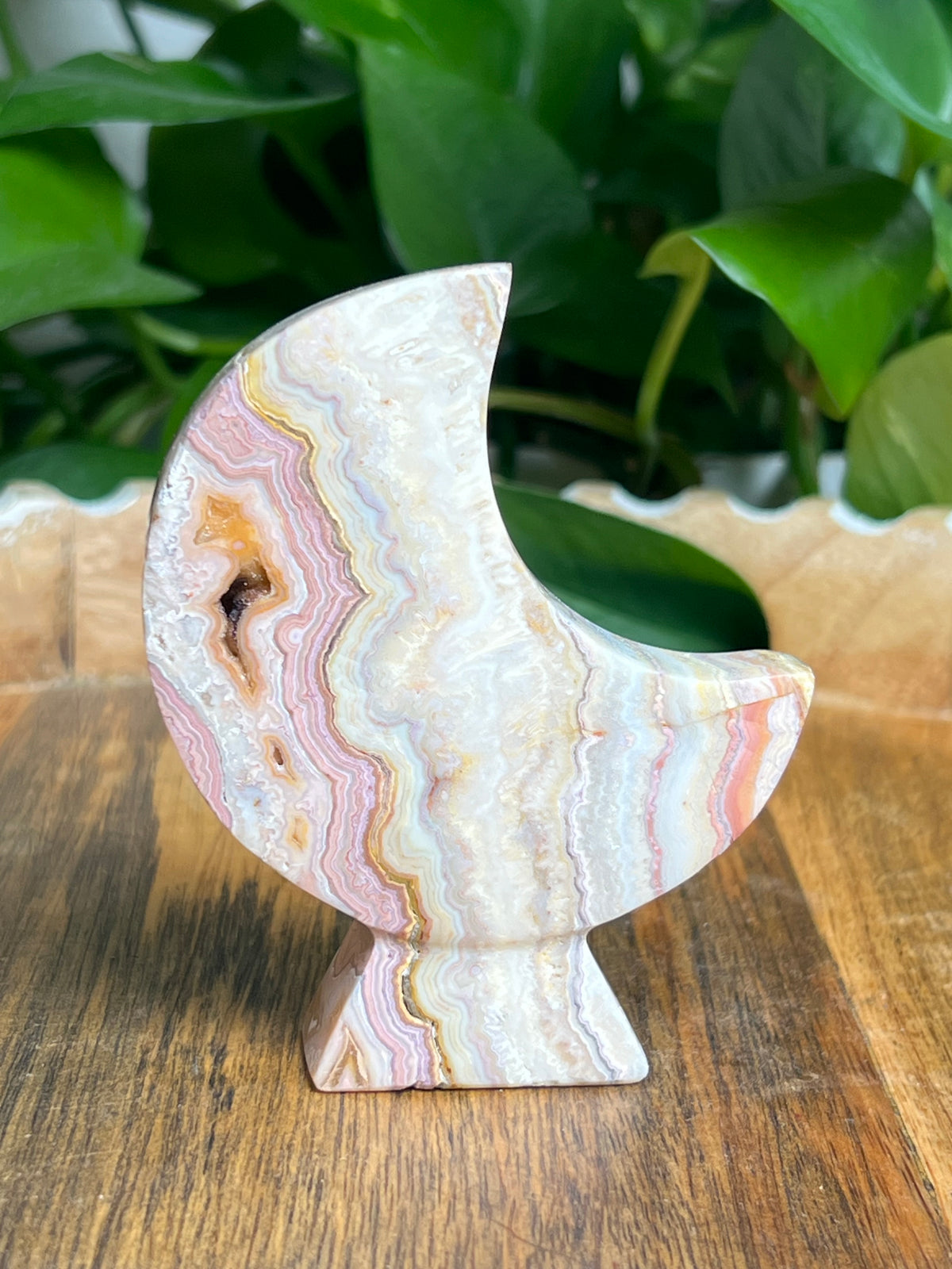Crazy Lace Agate Self Standing Moon: P