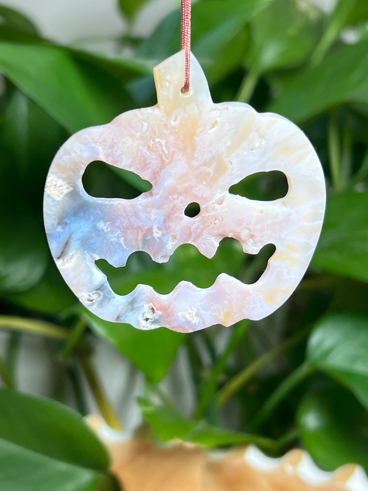 Rainbow Plume Agate Ornament Pumpkin: AD