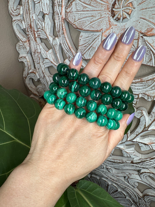 Malachite Beaded Bracelets (11mm)