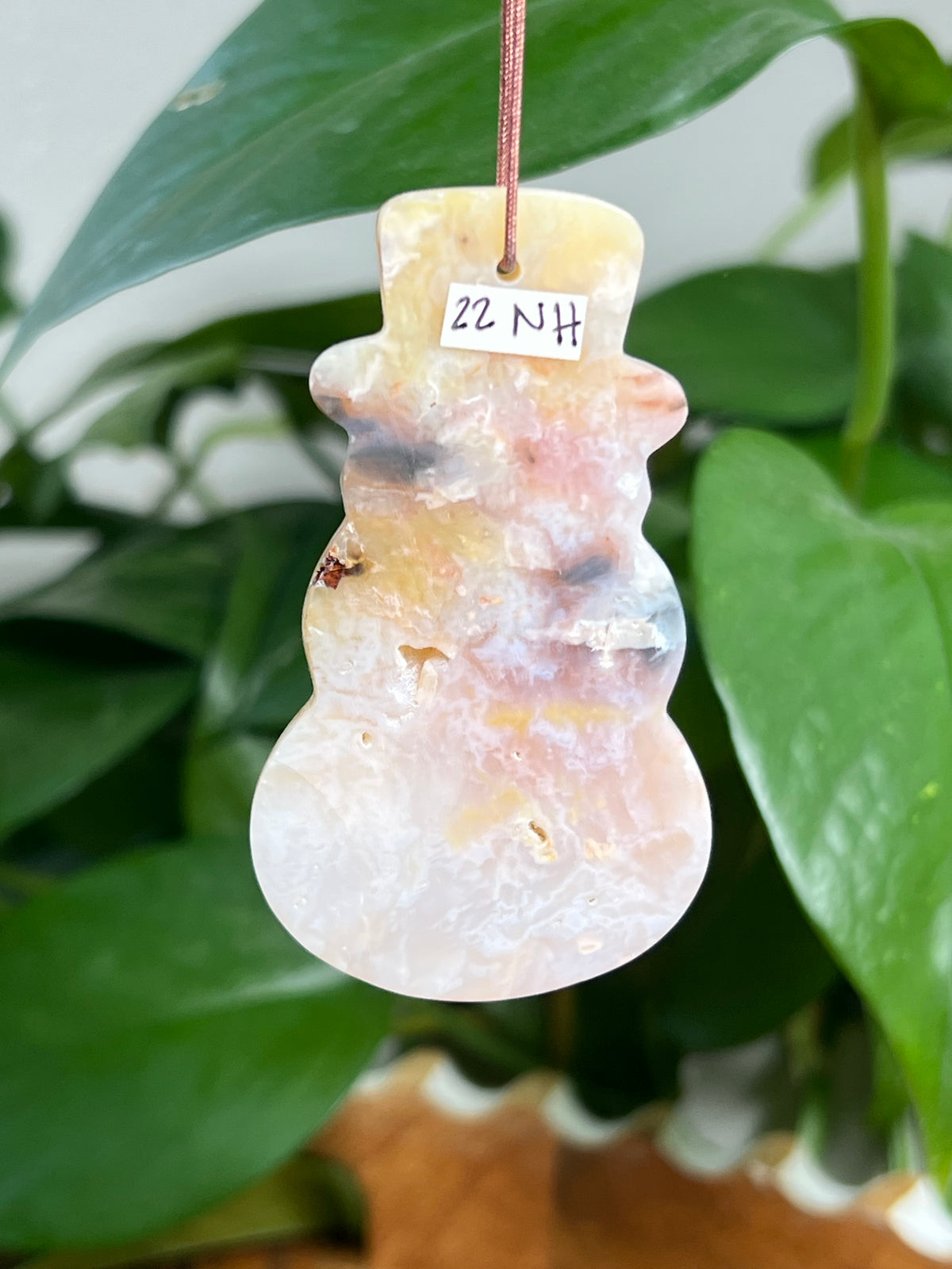 Rainbow Plume Agate Ornament  Snowman: NH