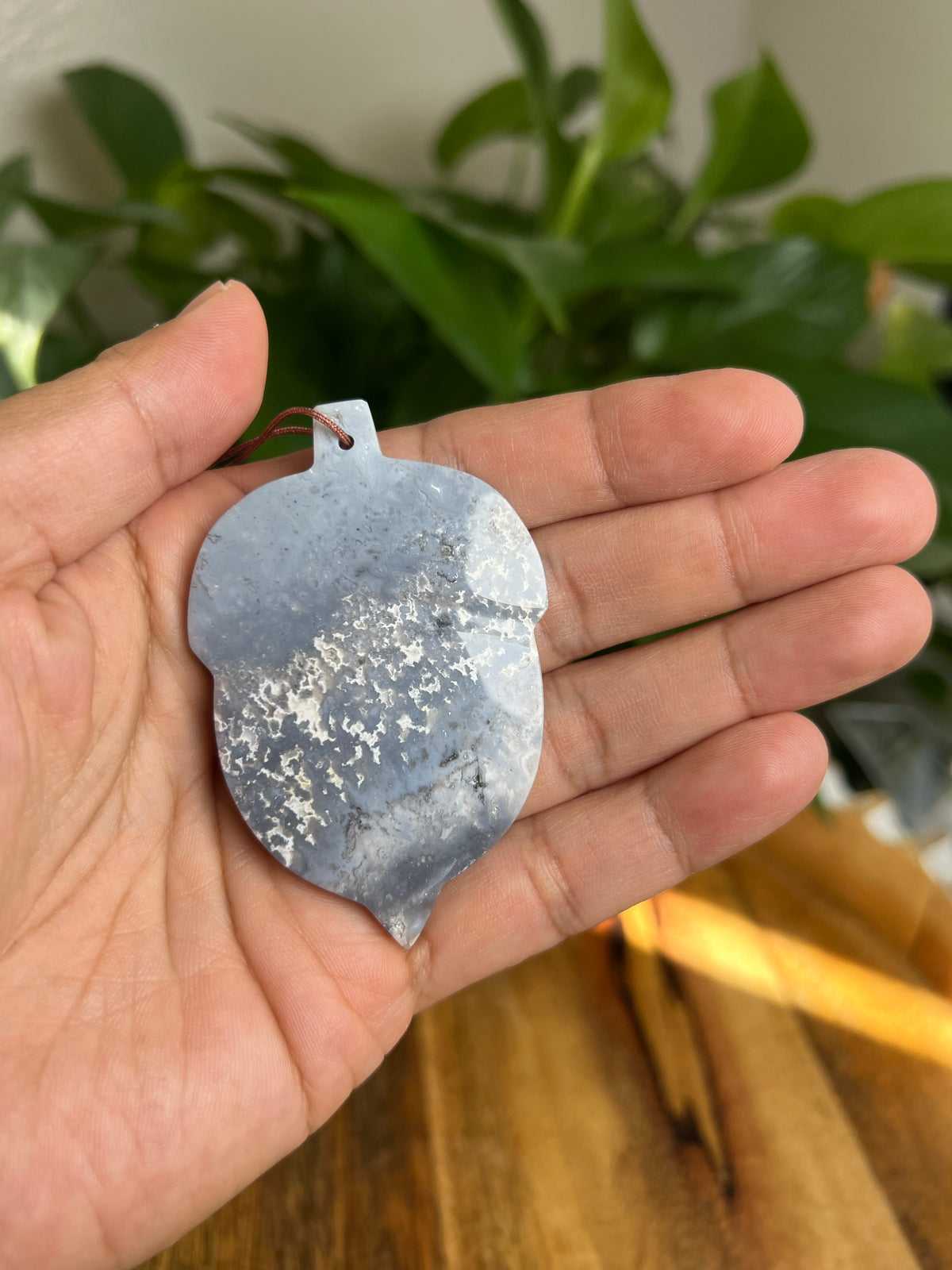 Blue Plume Agate Ornament Acorn: CO