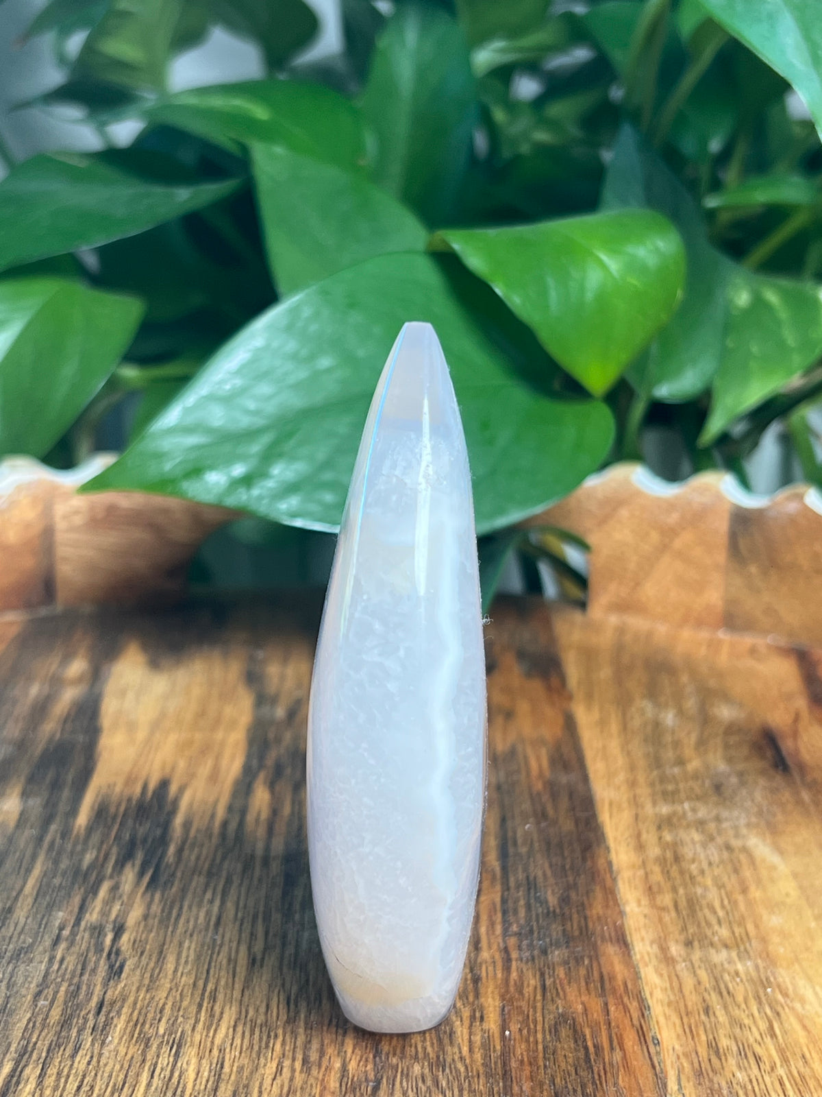 Blue Grey Lace Agate Flame: H