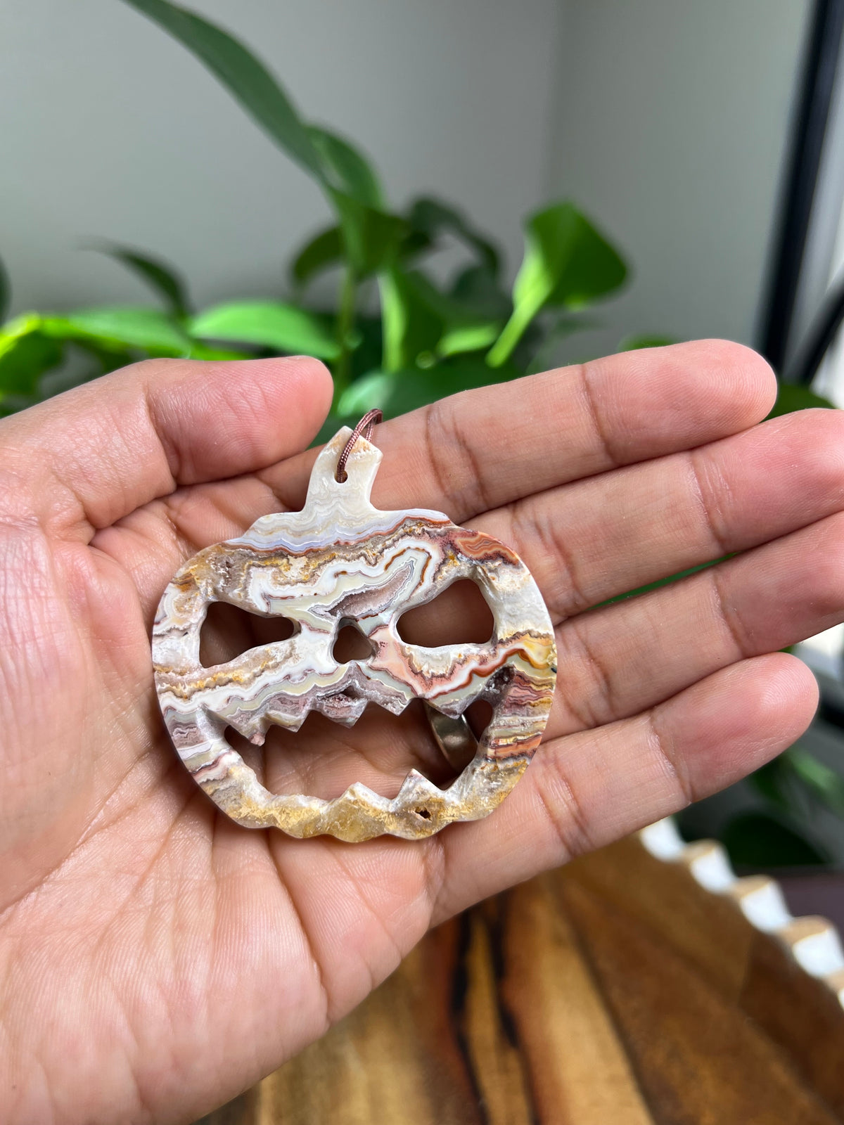 Crazy Lace Agate Ornament Pumpkin:  A