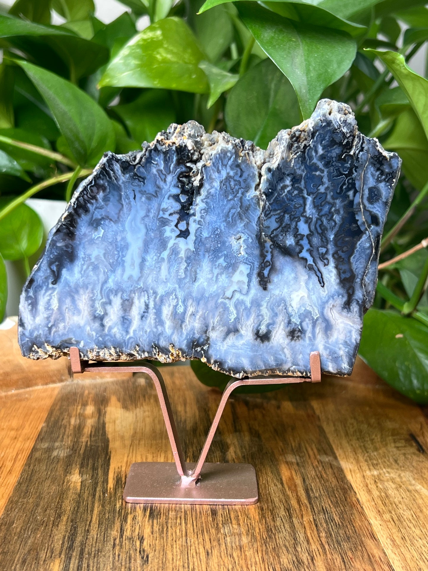Blue Plume Agate Slab