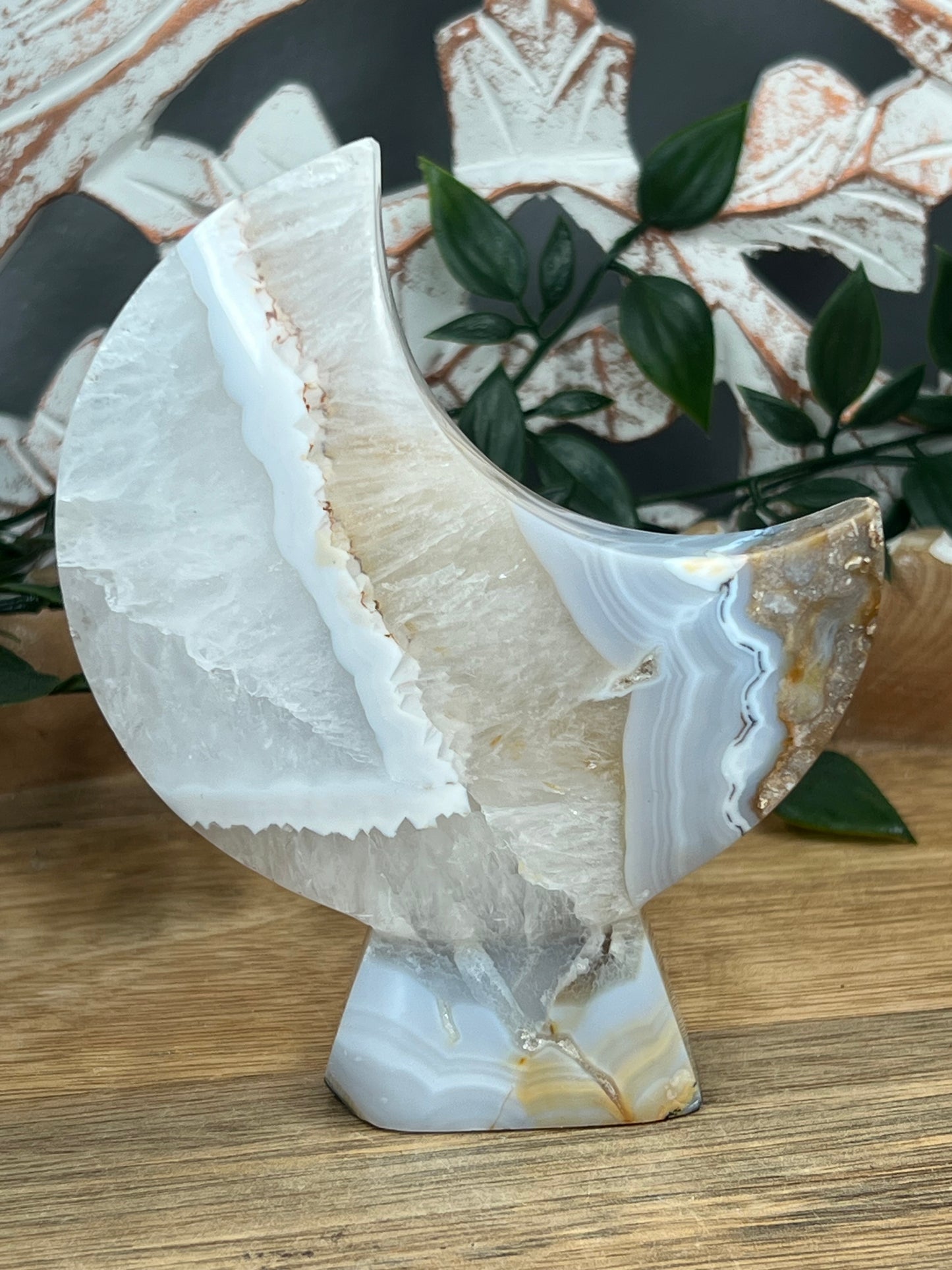 Blue Grey Lace Agate Moon