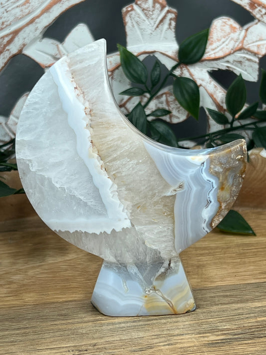 Blue Grey Lace Agate Moon