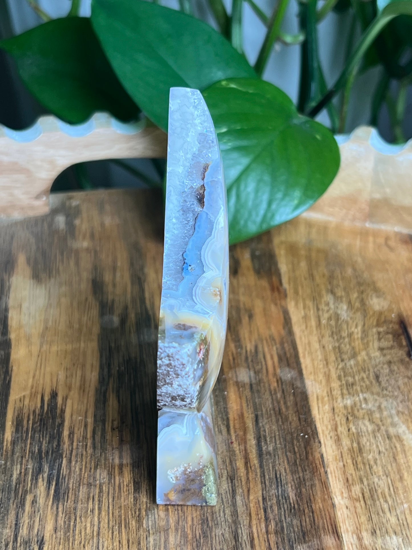 Scenic Moss Agate Self-Standing Moon: AM