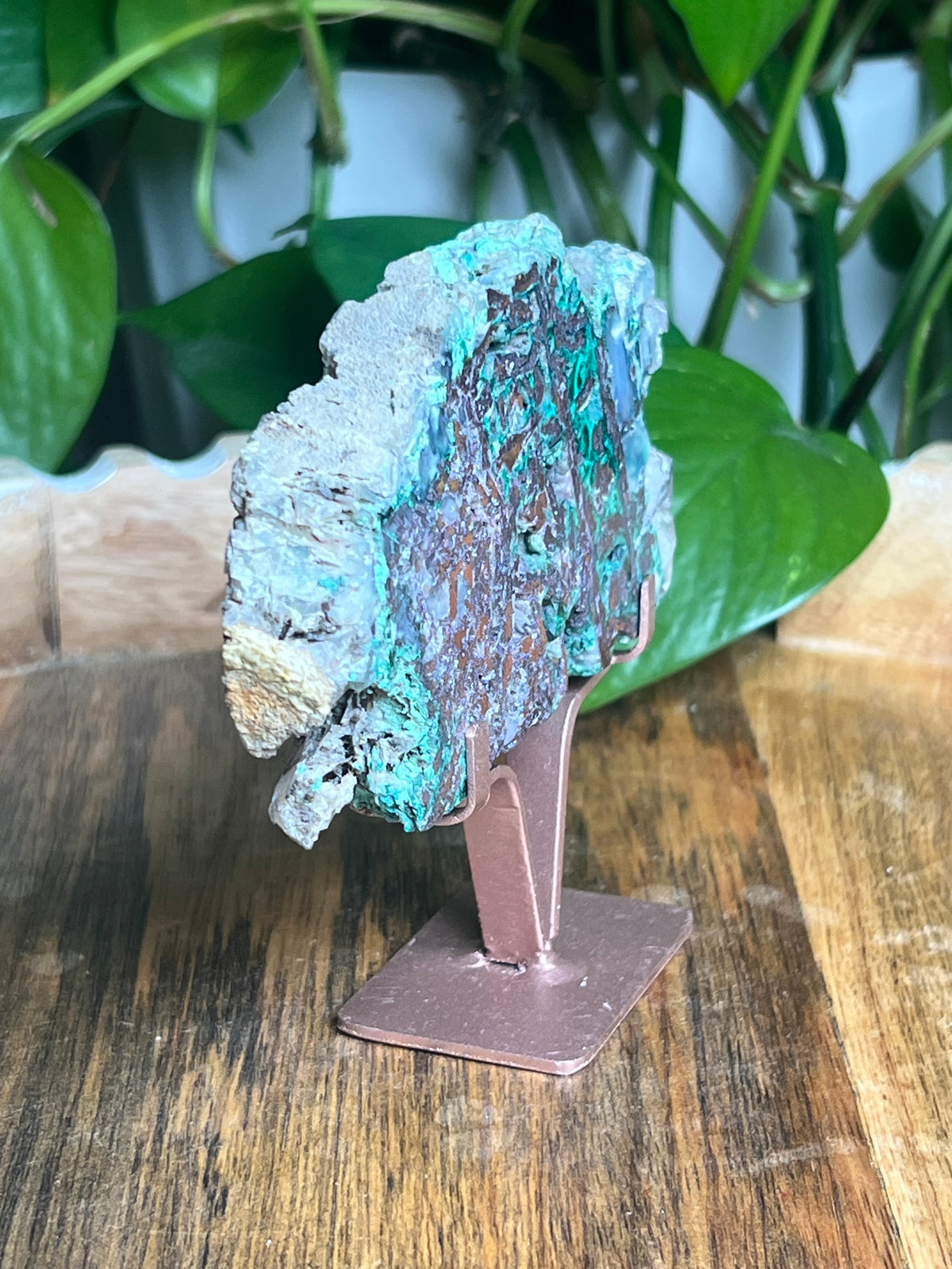 Copper In Malachite Chrysocolla and Chalcedony Slab: I